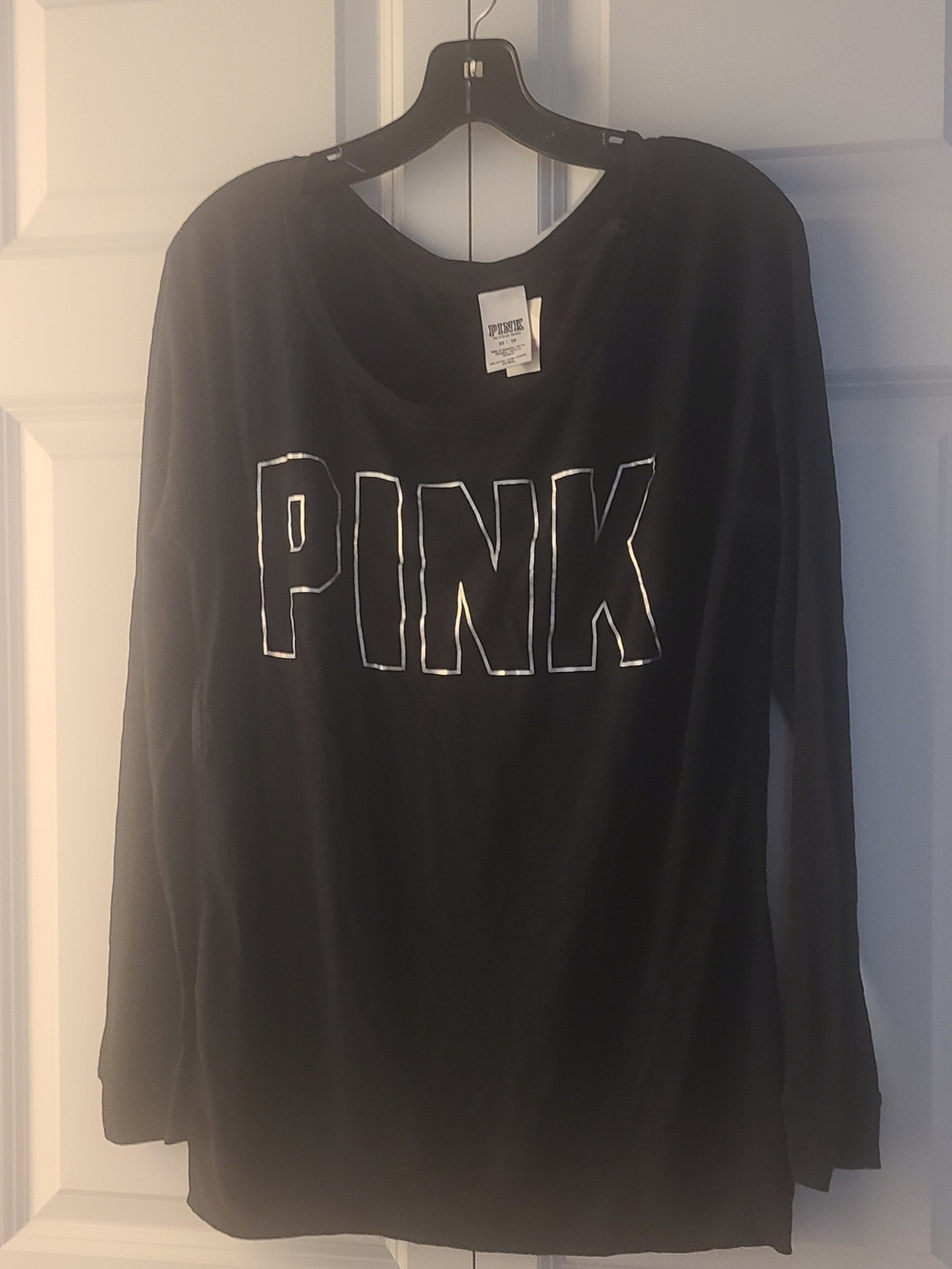 PINK VS Vintage Lightweight Black Long Sleeve Tee With Logo-NWT